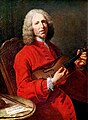 Q1145 Jean-Philippe Rameau circa 1728 (Schilderij: toegeschreven aan Jacques Aved) geboren op 25 september 1683 overleden op 12 september 1764