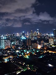 A view of Mumbai's skyline at night.