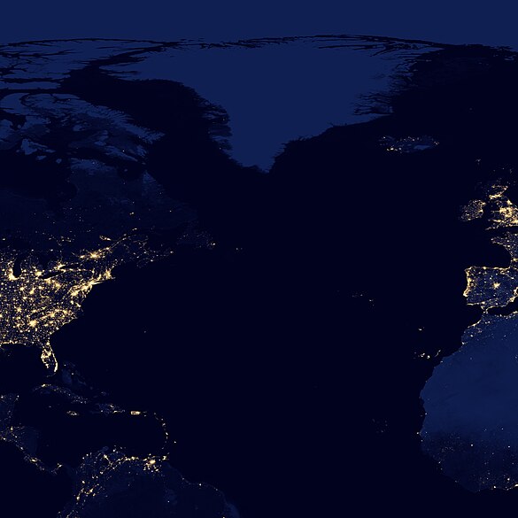 Caribbean as seen from space at night, 2012