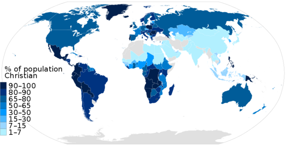 Map of Christianity by country