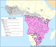 Aire de diffusion du kikongo au sein des langues bantoues..