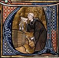 Image 13Monastic cellarer tasting wine, from Li Livres dou Santé (French manuscript, late 13th century) (from History of wine)
