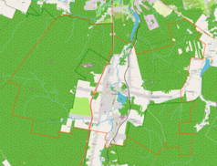 Mapa konturowa Suchedniowa, na dole znajduje się punkt z opisem „Jędrów”