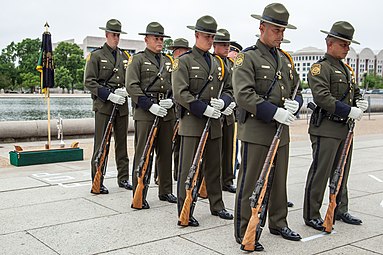 An honor guard of the U.S. Border Patrol at the Ulysses S. Grant Memorial on Peace Officers Memorial Day in May 2013.