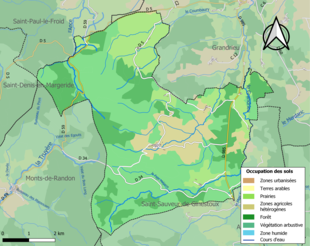 Carte en couleurs présentant l'occupation des sols.