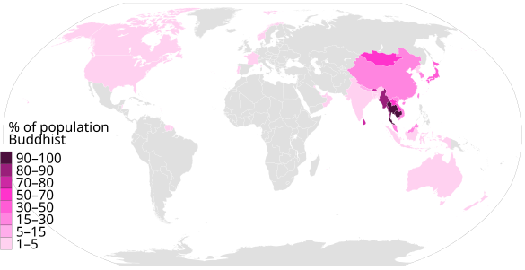 Map of Buddhism population by country