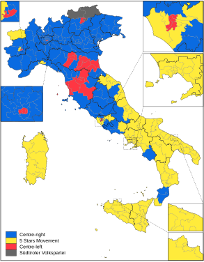 Winning candidates in constituencies for the Chamber of Deputies.