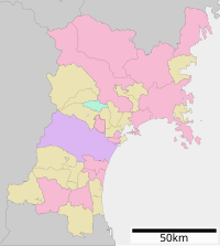 東北学院大学の位置（宮城県内）