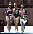 Ehrung der Siegerinnen im Mehrkampf 2017, von links nach rechts: Pauline Schäfer (Silber), Elisabeth Seitz (Gold) und Kim Bui (Bronze). (weitere Bilder)