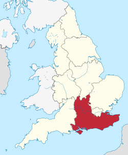 South East region shown within England