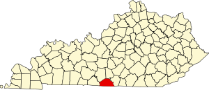 Map of Kentucky highlighting Monroe County