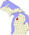 State map highlighting Grand Traverse County