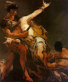 Giovanni Battista Tiepolo, Martýrium svätého Bartolomeja, 1722, olej na plátne, Kostol San Stae, Benátky