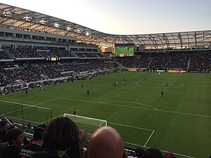 Blick auf die Nord- und Westseite bem Spiel Los Angeles FC gegen die Seattle Sounders am 30. April 2018