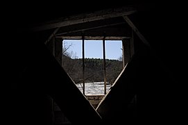 Looking out from the West Cornwall Covered Bridge, West Cornwall, CT to the Housatonic River