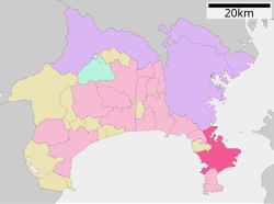 Location of Yokosuka in Kanagawa Prefecture