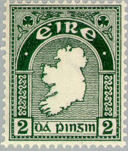 2d Map of Ireland: first Irish postage stamp