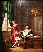 François Ier montre à Marguerite de Navarre, sa sœur, les vers qu'il vient d'écrire sur une vitre avec son diamant de Fleury François Richard.