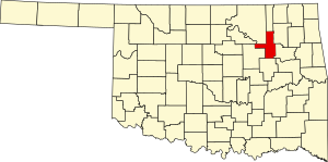 Map of Oklahoma highlighting Tulsa County