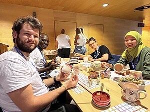 Wikimedians during the Bolesławiec pottery workshop at Wikimania 2024