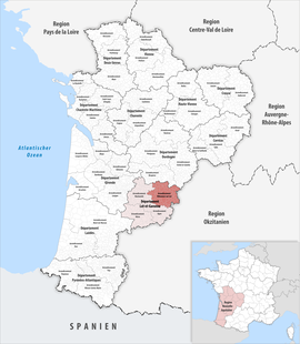 Location within the region Nouvelle-Aquitaine