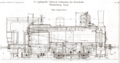 Schnittzeichnung der C1-Zahnrad- und Adhäsionslok der Harzbahn von 1886