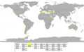 Reparticion mondiala dei dos tipes de clima mediterranèu : d'estiu caud (CSa) e d'estiu freg (CSb).