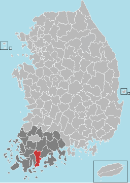 Jangheung-guns läge i Södra Jeolla och Sydkorea.