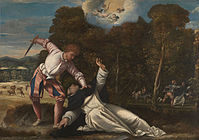 Morte di san Pietro Martire, attribuito a Bernardino da Asola, National Gallery, Londra