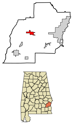 Location of Clayton in Barbour County, Alabama.