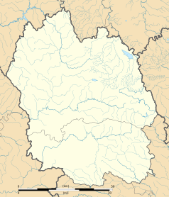 Mapa konturowa Lozère, po prawej znajduje się punkt z opisem „Pourcharesses”