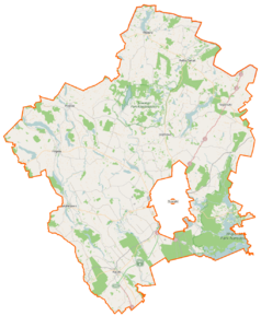 Mapa konturowa powiatu suwalskiego, blisko centrum na lewo znajduje się punkt z opisem „Jemieliste”