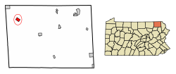 Location of Friendsville in Susquehanna County, Pennsylvania.