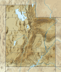 Location of the lake on the Idaho–Utah border.