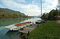 English: Valentine`s ferry-boat on the Drava reservoir Deutsch: Valentins-Fähre am Drau-Stausee