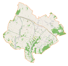 Mapa konturowa gminy Jerzmanowice-Przeginia, po lewej nieco na dole znajduje się punkt z opisem „Racławice”