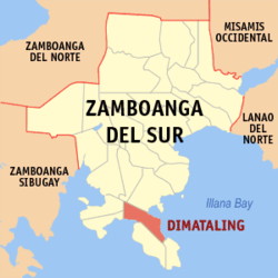 Mapa ning Zamboanga del Sur ampong Dimataling ilage