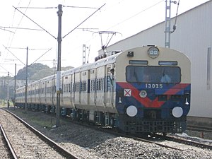 A MEMU train at Kollam Junction Railway Station