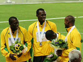 Marvin Anderson (geheel links) tijdens de huldiging op de WK 2007 in Osaka