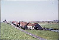 Huizenrij aan de Noordzeedijk bij Roptazijl 1954