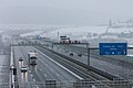 Blik vanaf de Lobdeburgtunnel op de Saaletalbrücke, rechts de monumentale brug, links de nieuwbouw (2013)