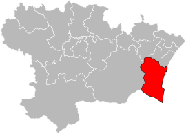 Situation of the canton of La Haute-Vallée de l'Aude in the department of Aude