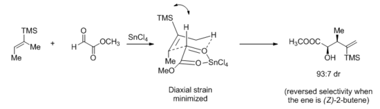 Ene reaction selectivity by steric bulk