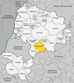 Elhelyezkedése Baden-Württemberg térképén