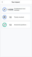 Screenshot of the module: your impact (mobile)