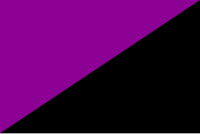 A rectangle bisected diagonally; half is black, the other half is purple.