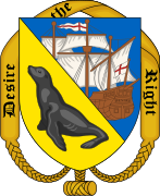 Escudo de armas de la Fuerza de Defensa de las Islas Malvinas.