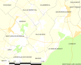 Mapa obce Villy-le-Bois