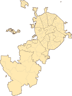 Mapa konturowa Moskwy, u góry po prawej znajduje się punkt z opisem „Łubianka”