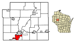 Location of Lake Hallie in Chippewa County, Wisconsin.